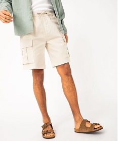 GEMO Bermuda cargo en coton stretch à taille élastiquée homme blanc chine