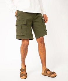 GEMO Bermuda cargo en coton stretch à taille élastiquée homme kaki standard