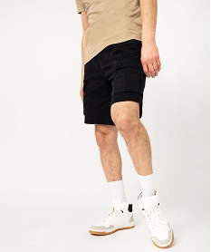 GEMO Bermuda cargo en coton stretch à taille élastiquée homme noir standard