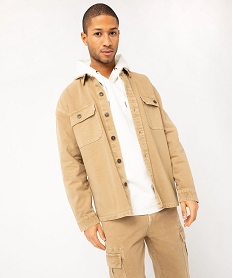 GEMO Surchemise en coton avec larges poches à rabat homme beige standard