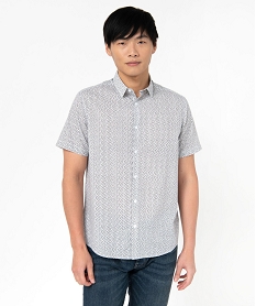 chemise a manches courtes a micro-motifs homme blanc chemise manches courtesJ690801_1