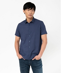 GEMO Chemise à manches courtes à micro-motifs homme Bleu