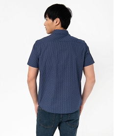 chemise a manches courtes a micro-motifs homme bleu chemise manches courtesJ690901_3