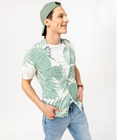 GEMO Chemise manches courtes fluide imprimée feuillages homme imprime feuillage