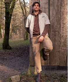 GEMO Chemise à manches courtes avec fermeture zippée homme beige standard
