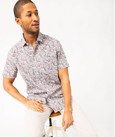 GEMO Chemise manches courtes fleurie homme imprime fleurs