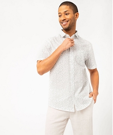 GEMO Chemise manches courtes fleurie homme imprime feuilles