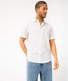 GEMO Chemise manches courtes coupe regular à motifs homme Blanc