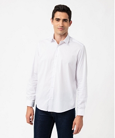 chemise manches longues regular fit en coton stretch homme blancJ693701_1