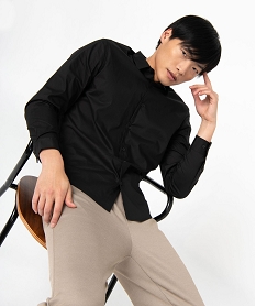 chemise manches longues regular fit en coton stretch homme noir chemise manches longuesJ693801_1