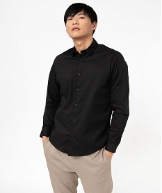 chemise manches longues regular fit en coton stretch homme noir chemise manches longuesJ693801_2