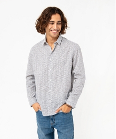 chemise manches longues coupe regular a micro motifs homme imprime chemise manches longuesJ694101_1