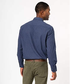chemise manches longues coupe regular a micro motifs homme bleu chemise manches longuesJ694201_3