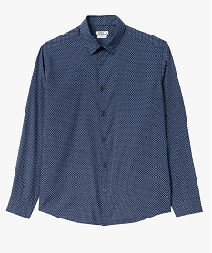 chemise manches longues coupe regular a micro motifs homme bleu chemise manches longuesJ694201_4