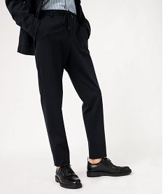 pantalon en toile coupe slim avec ceinture elastique homme bleuJ695601_1