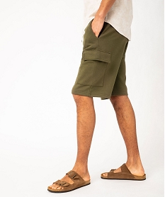 GEMO Bermuda en maille molletonnée coupe cargo homme kaki standard