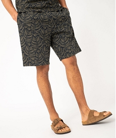 GEMO Bermuda en maille à motif feuillage exotique homme Bleu