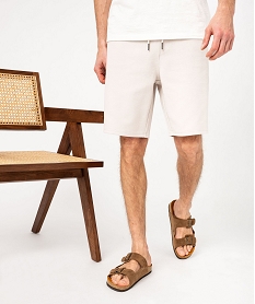 GEMO Bermuda en maille piquée à taille élastiquée homme blanc chine
