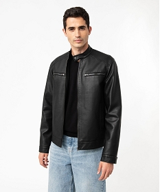 blouson biker en cuir imitation homme noirJ699101_1