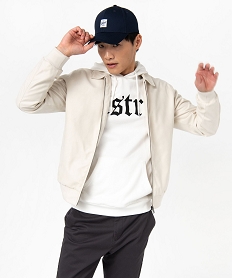 GEMO Veste zippée en textile doux avec col chemise homme blanc chine