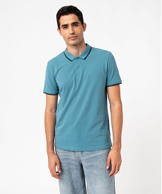 GEMO Polo à manches courtes et finitions fantaisie homme Bleu