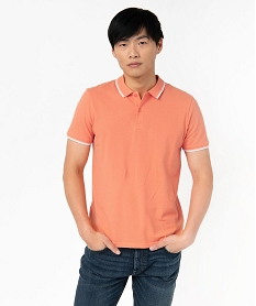 GEMO Polo à manches courtes et finitions fantaisie homme orange vif
