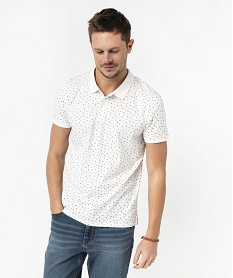 GEMO Polo manches courtes en jersey à petits motifs graphiques homme blanc standard