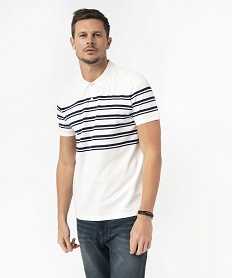 GEMO Polo manches courtes en maille piquée rayée homme Imprimé