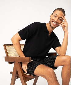 GEMO Polo manches courtes en maille texturée homme noir standard