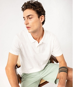 GEMO Polo manches courtes en maille texturée homme blanc standard