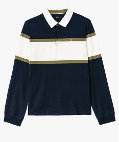 polo a manches longues a larges rayures homme bleuJ703201_4