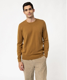 GEMO Pull à col rond en coton homme Brun