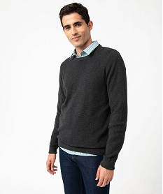 pull col rond en coton uni homme grisJ703501_1