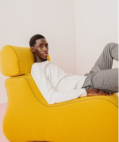 GEMO Pull en maille texturée homme blanc standard