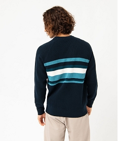 pull en maille piquee a rayures homme bleuJ704601_3