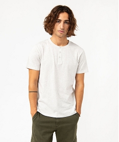 GEMO Tee-shirt manches courtes col tunisien homme blanc chine