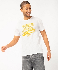 GEMO Tee-shirt à manches courtes avec inscription vintage homme blanc standard
