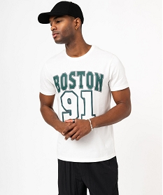 GEMO Tee-shirt à manches courtes avec inscription XXL homme blanc standard