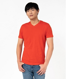 GEMO Tee-shirt à manches courtes et col V homme rouge standard