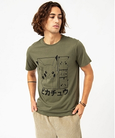 GEMO Tee-shirt manches courtes imprimé Pikachu homme - Pokémon kaki standard