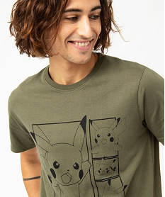 tee-shirt manches courtes imprime pikachu homme - pokemon vert tee-shirtsJ707701_2