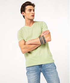 GEMO Tee-shirt à manches courtes et col V homme Vert