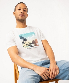 GEMO Tee-shirt manches courtes à motif estival homme blanc standard