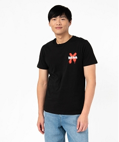 GEMO Tee-shirt manches courtes imprimé graffiti homme noir standard