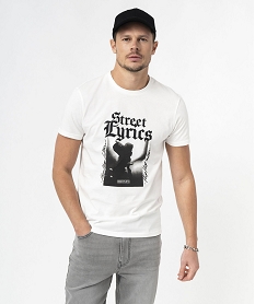 GEMO Tee-shirt manches courtes imprimé homme blanc vif