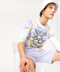 GEMO Tee-shirt manches courtes tie-and-dye à motifs homme - Smiley World tie and dye