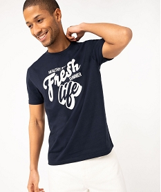 GEMO Tee-shirt manches courtes à motif estival homme vert chine