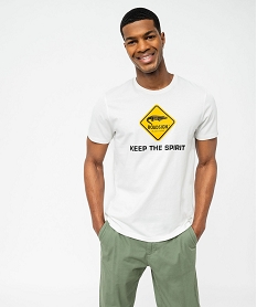 GEMO Tee-shirt manches courtes imprimé homme - Roadsign blanc standard