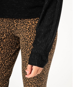 legging imprime epais motif leopard femme brunJ714801_2