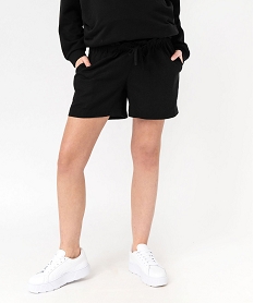 GEMO Short de grossesse en lin avec bandeau bas noir standard
